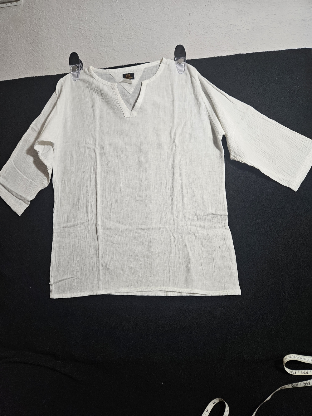 Amsterdam White 3/4 Sleeve Size M Cotton Women's Tunic